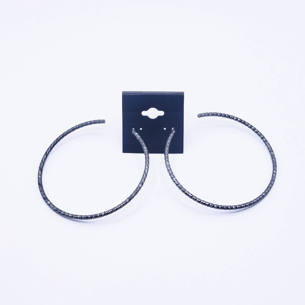 0075 Elegant Silver Large Hoop Earrings 2.75"